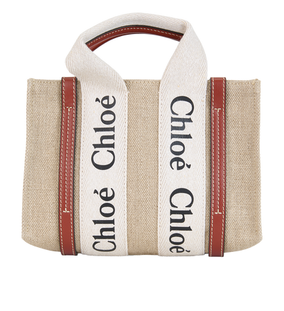 Mini Woody Tote, £450, Handbags, Beige/Brown, Canvas/Linen, Front view